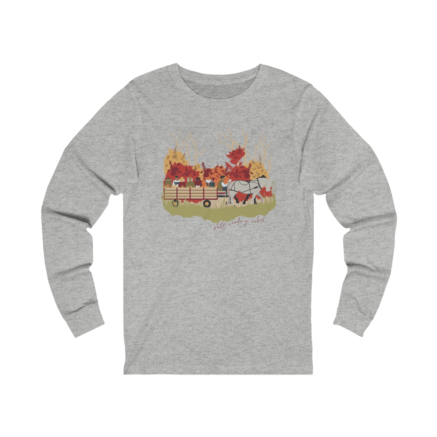 Fall Reading Vibes Unisex Jersey Long Sleeve Tee (Full Color)