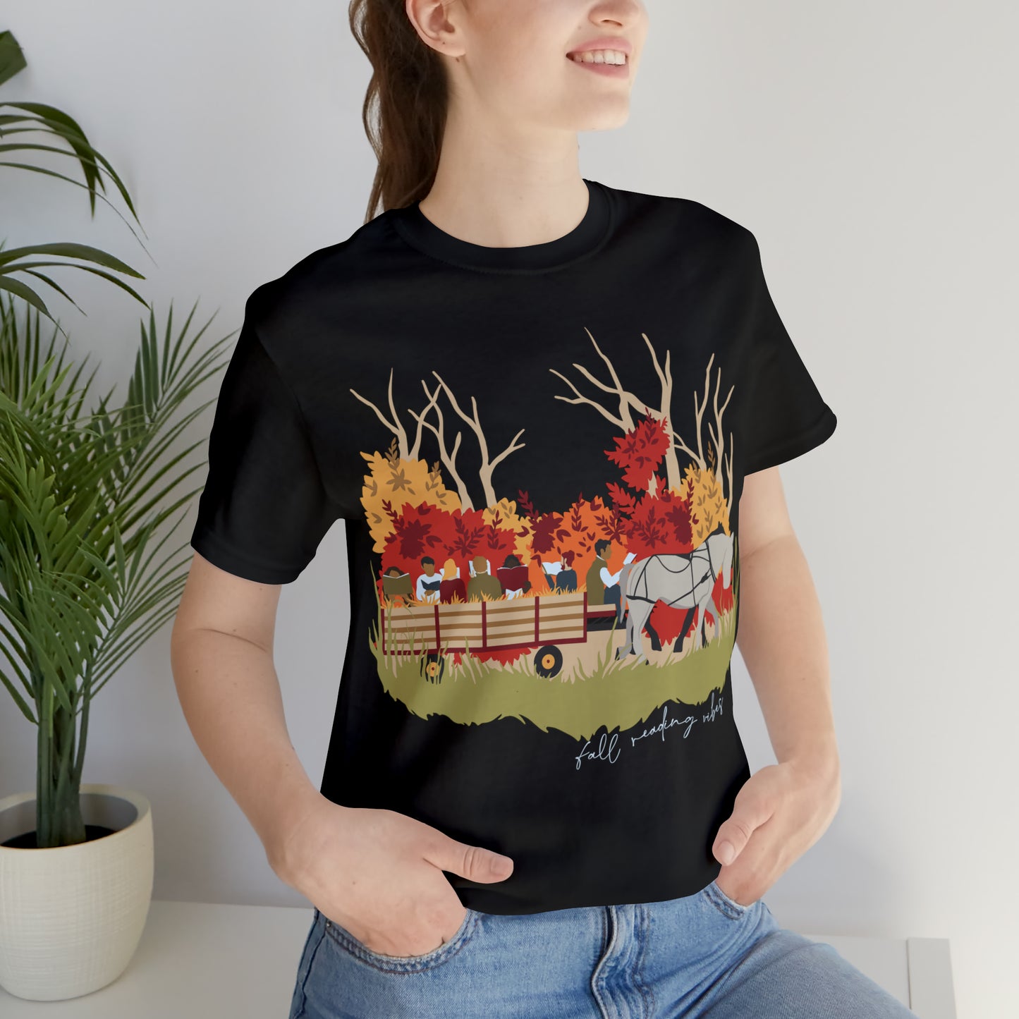 Fall Reading Vibes Unisex Short Sleeve Tee (Full Color)