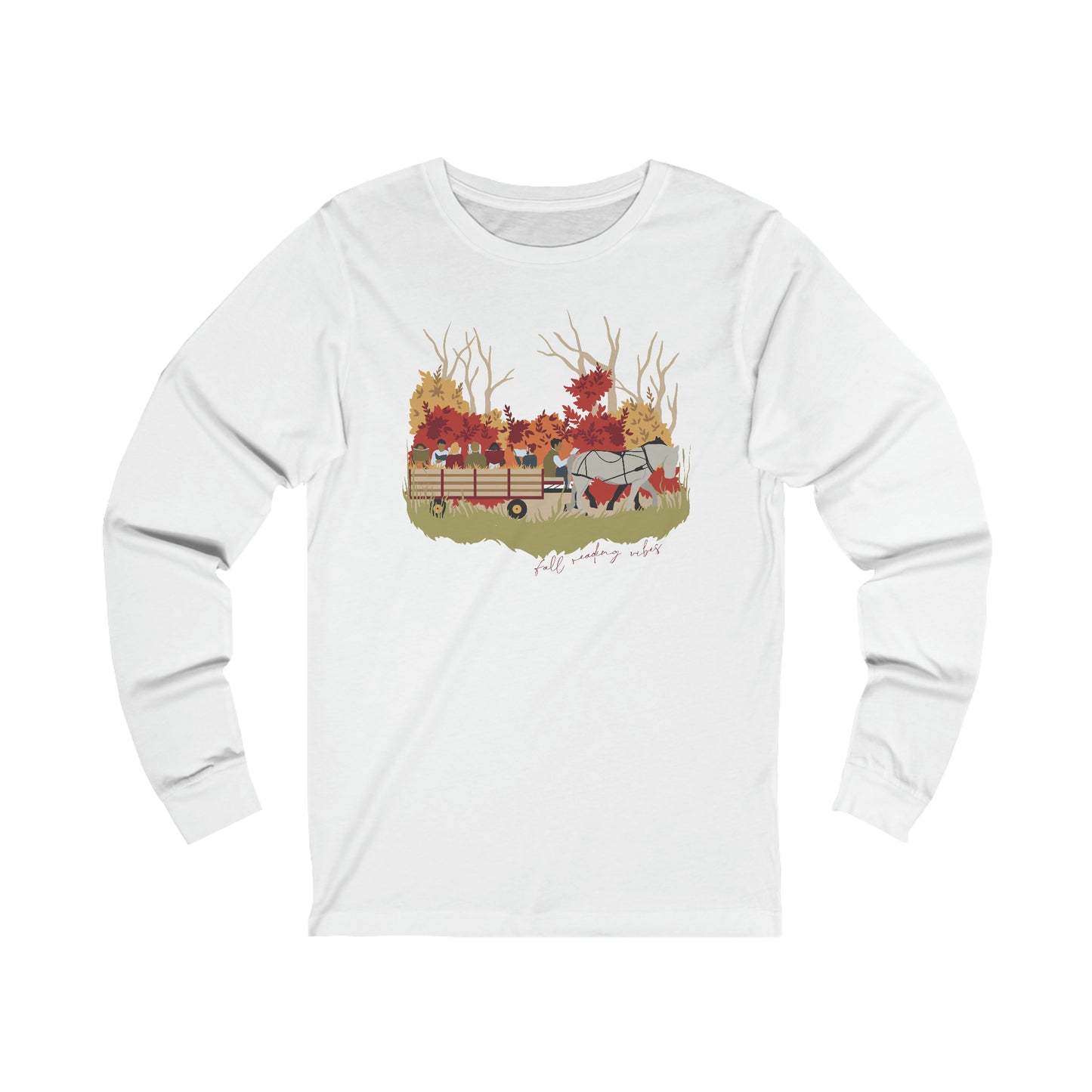Fall Reading Vibes Unisex Jersey Long Sleeve Tee (Full Color)