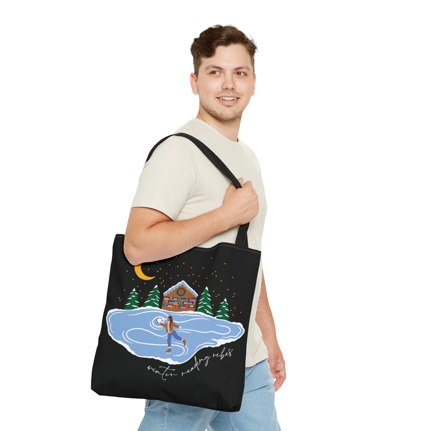 Oversized Winter Reading Vibes Tote Bag